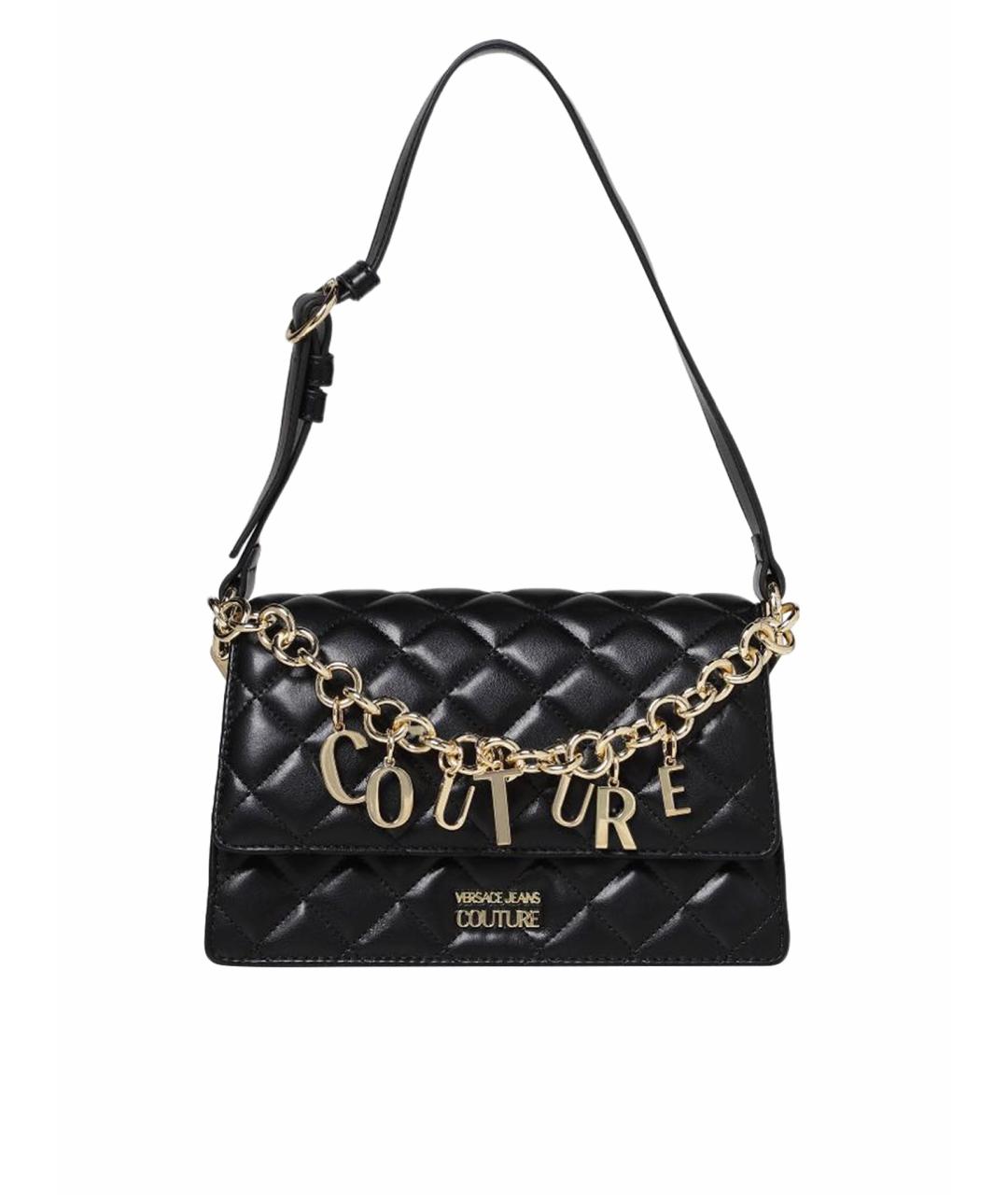 VERSACE JEANS COUTURE Черная кожаная сумка через плечо, фото 1