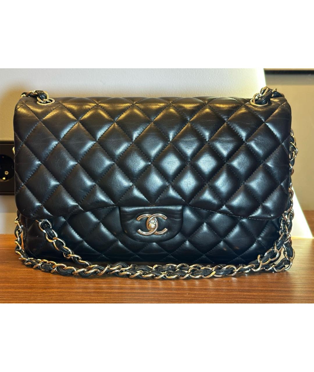 CHANEL Черная кожаная сумка тоут, фото 9