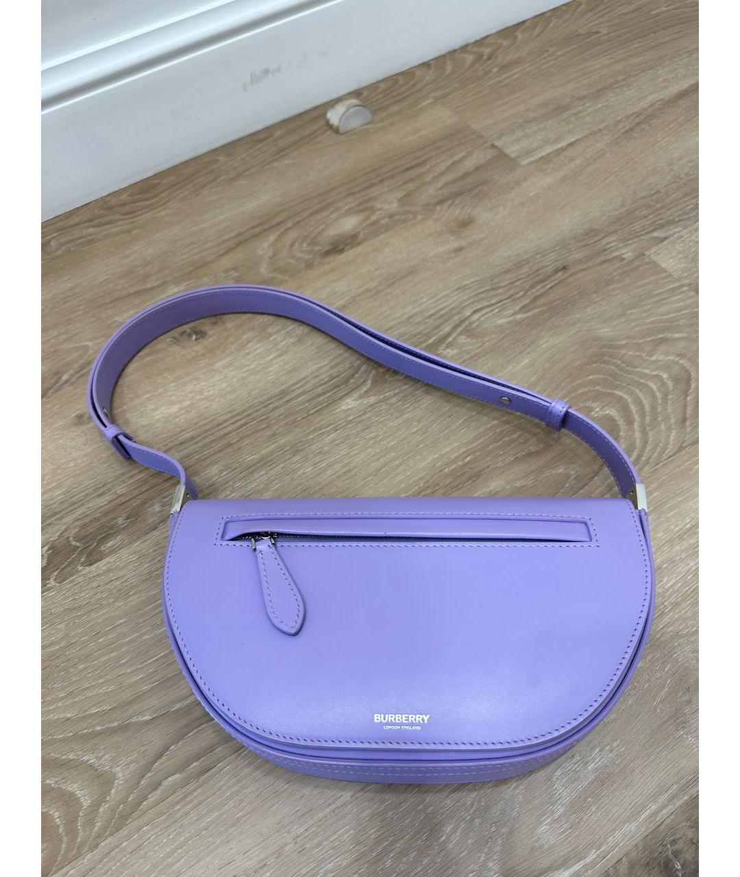 BURBERRY Фиолетовая кожаная сумка с короткими ручками, фото 2
