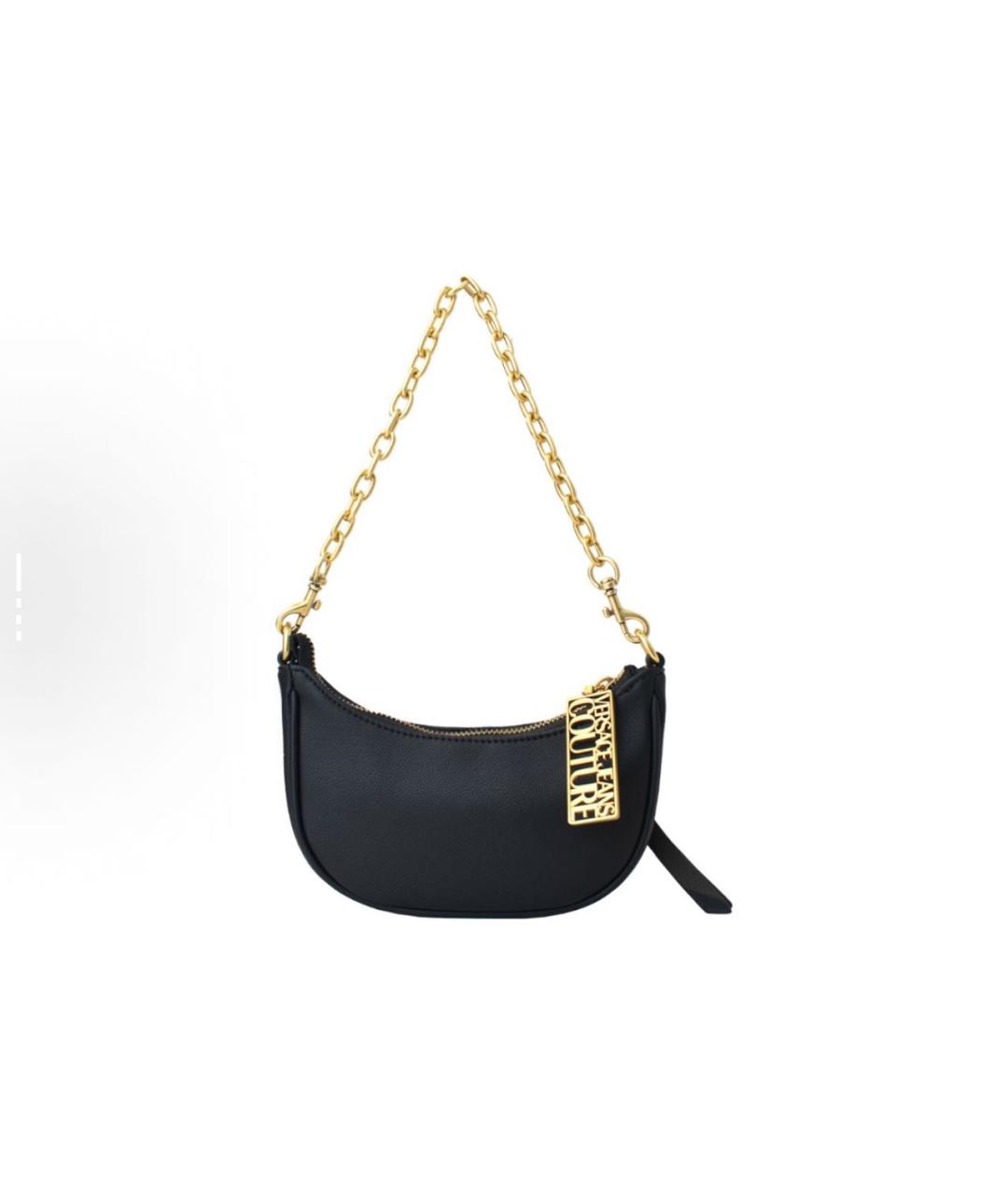 VERSACE JEANS COUTURE Черная кожаная сумка с короткими ручками, фото 2