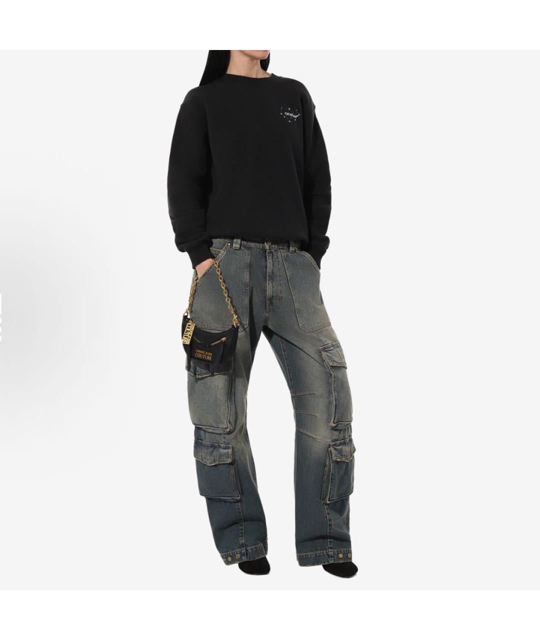 VERSACE JEANS COUTURE Черная кожаная сумка с короткими ручками, фото 4