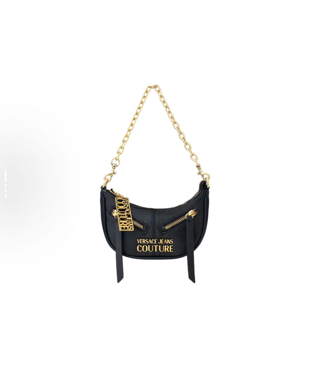 VERSACE JEANS COUTURE Черная кожаная сумка с короткими ручками, фото 6
