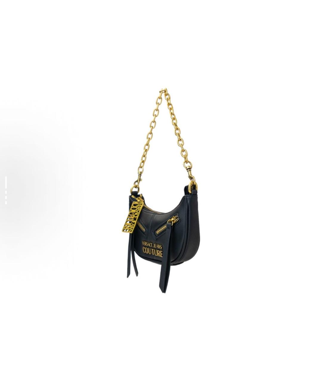 VERSACE JEANS COUTURE Черная кожаная сумка с короткими ручками, фото 5