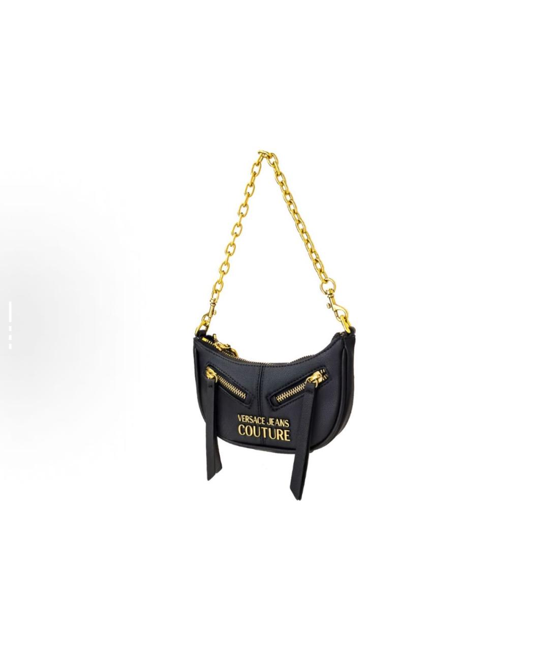 VERSACE JEANS COUTURE Черная кожаная сумка с короткими ручками, фото 3