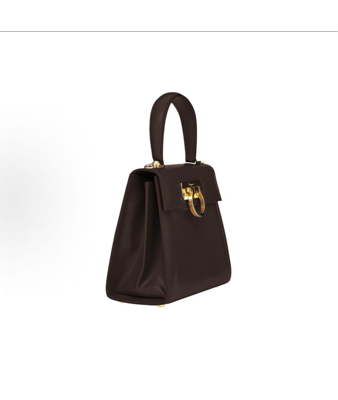 FERRAGAMO Коричневая кожаная сумка с короткими ручками, фото 2