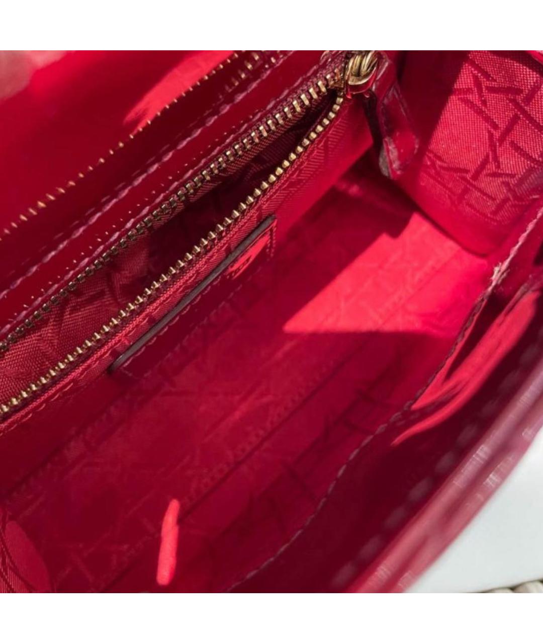 CHRISTIAN DIOR Красная сумка с короткими ручками из лакированной кожи, фото 5