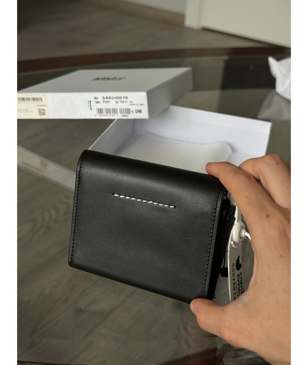 MM6 MAISON MARGIELA Черный кожаный кошелек, фото 5