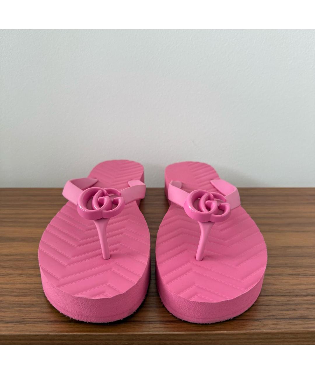 GUCCI Розовые резиновые шлепанцы, фото 2