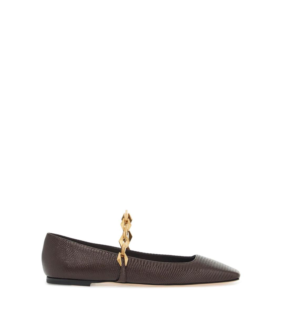 JIMMY CHOO Коричневые кожаные балетки, фото 1