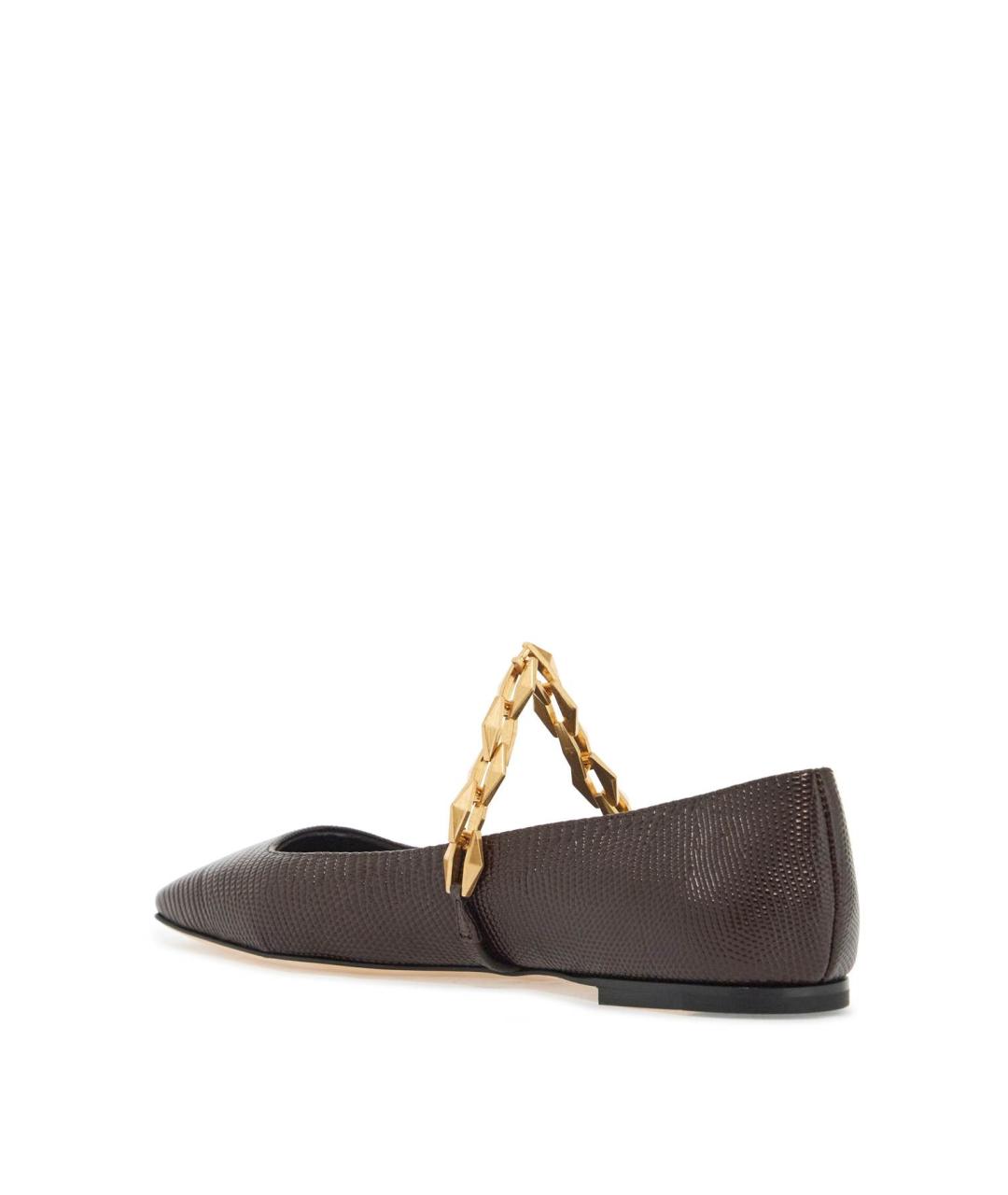 JIMMY CHOO Коричневые кожаные балетки, фото 3