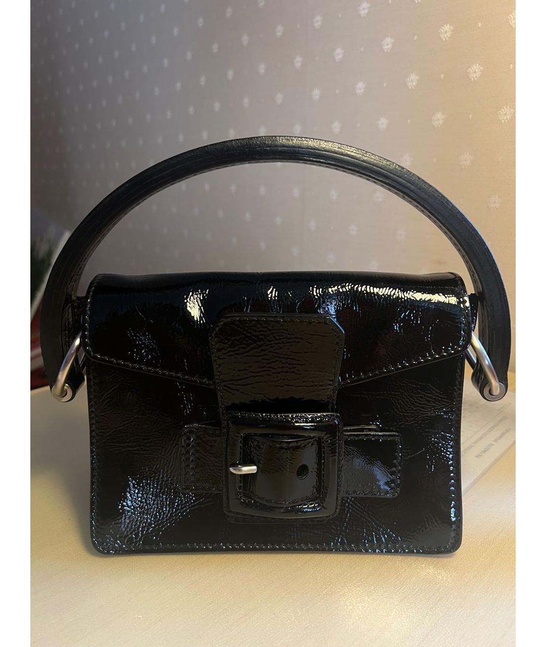 MIU MIU Черная сумка тоут из лакированной кожи, фото 5