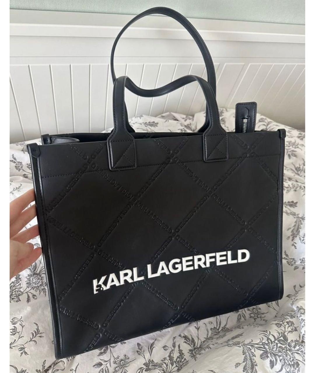 KARL LAGERFELD Черная сумка тоут из искусственной кожи, фото 2