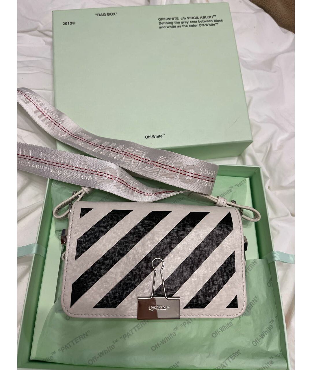 OFF-WHITE Белая кожаная сумка тоут, фото 5
