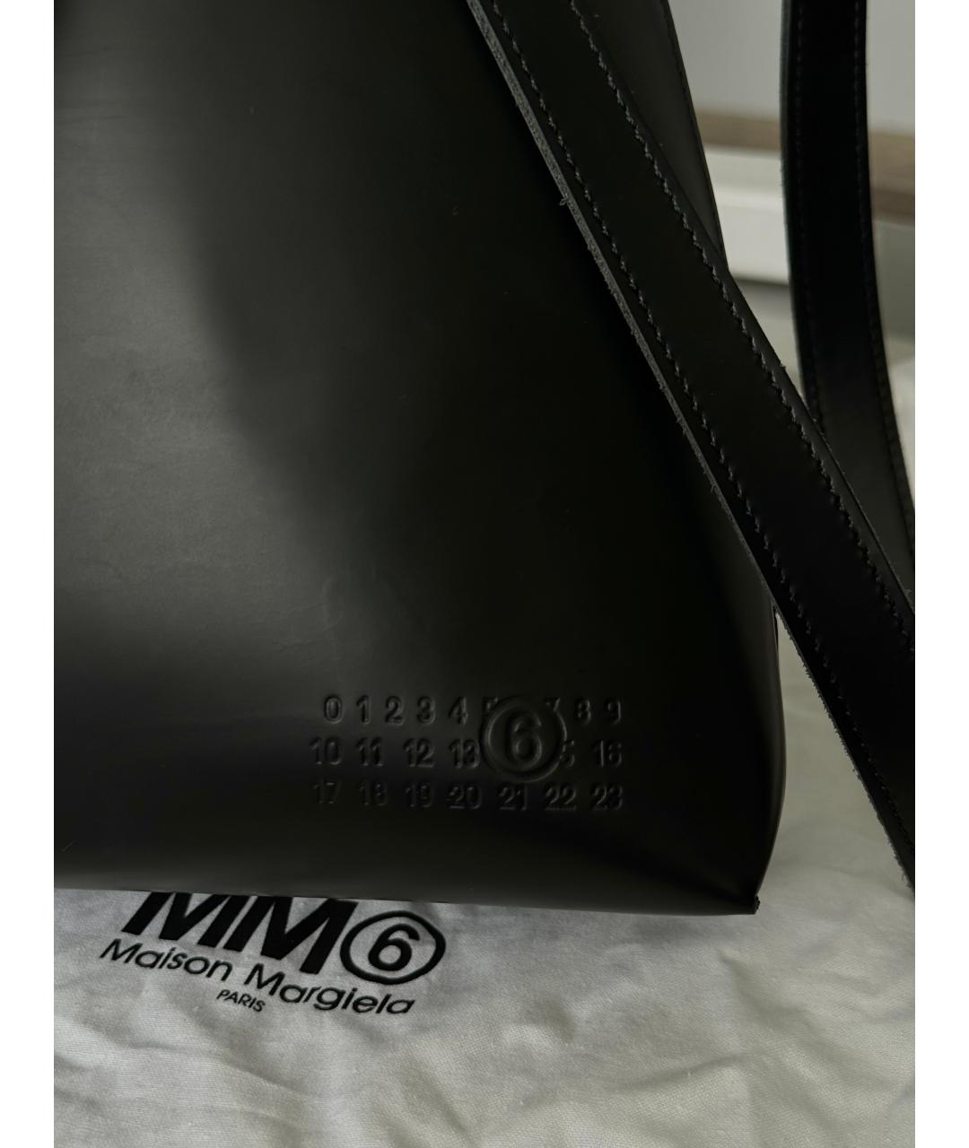 MM6 MAISON MARGIELA Черная кожаная сумка тоут, фото 5