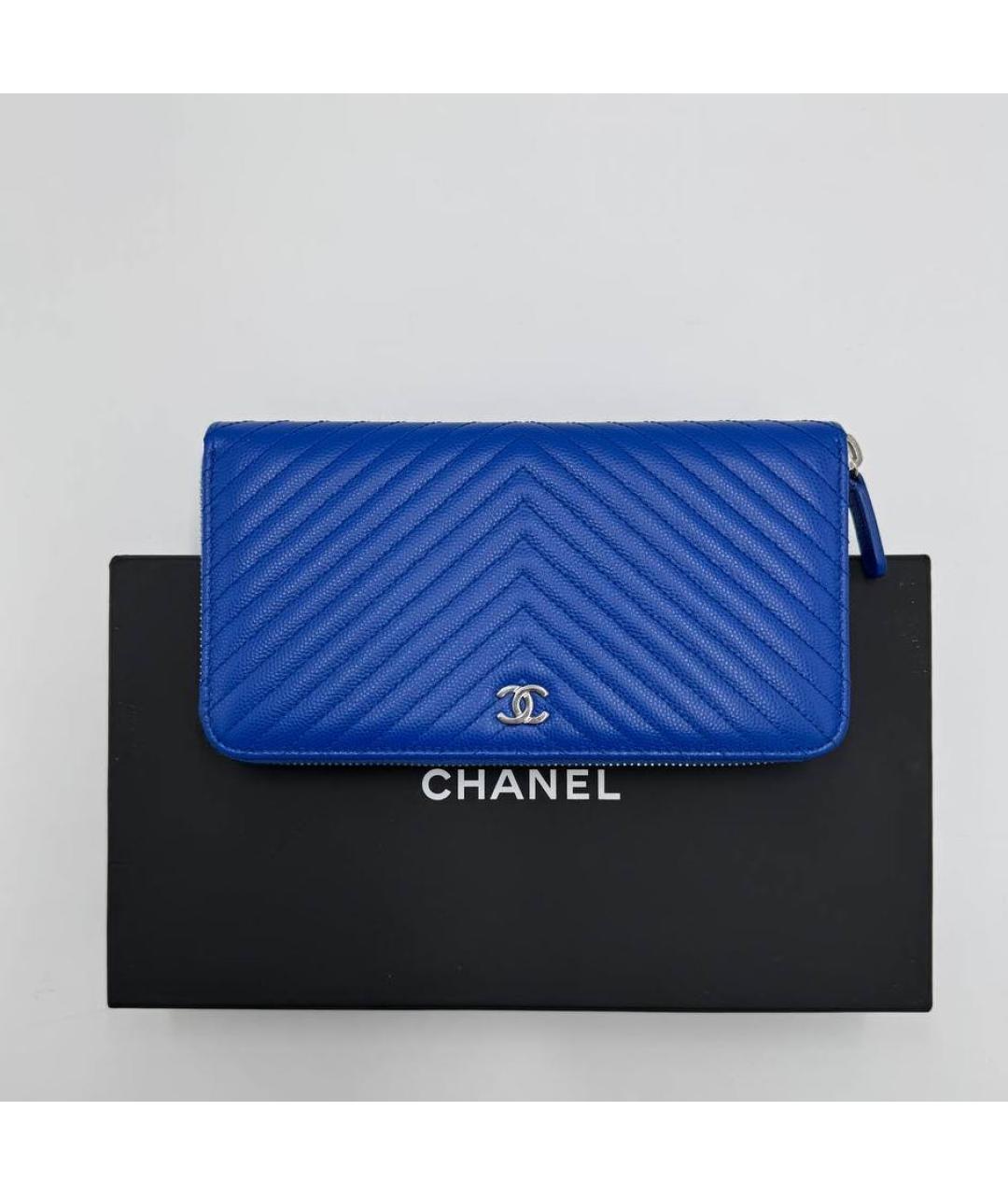 CHANEL Синий кожаный кошелек, фото 3