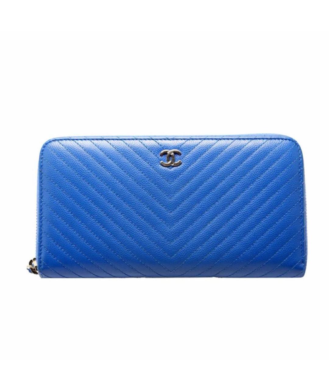 CHANEL Синий кожаный кошелек, фото 8