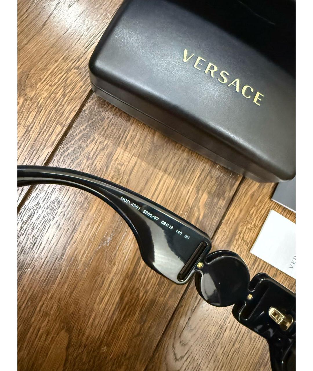 VERSACE Черные пластиковые солнцезащитные очки, фото 3