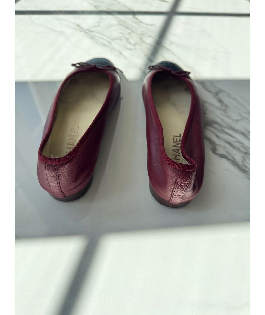 CHANEL Бордовые кожаные балетки, фото 4