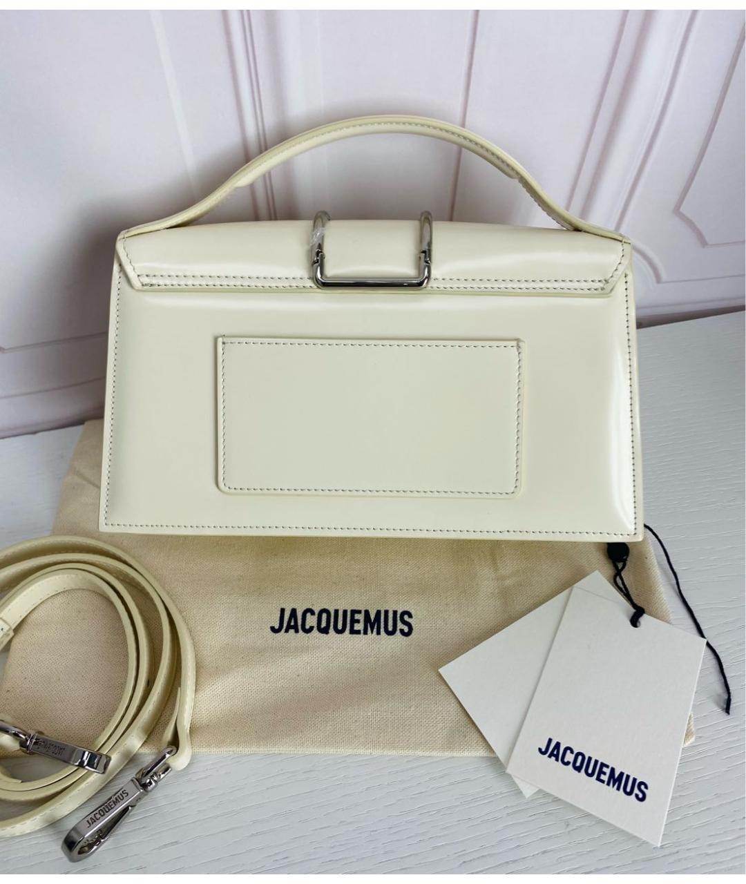 JACQUEMUS Бежевая кожаная сумка с короткими ручками, фото 3