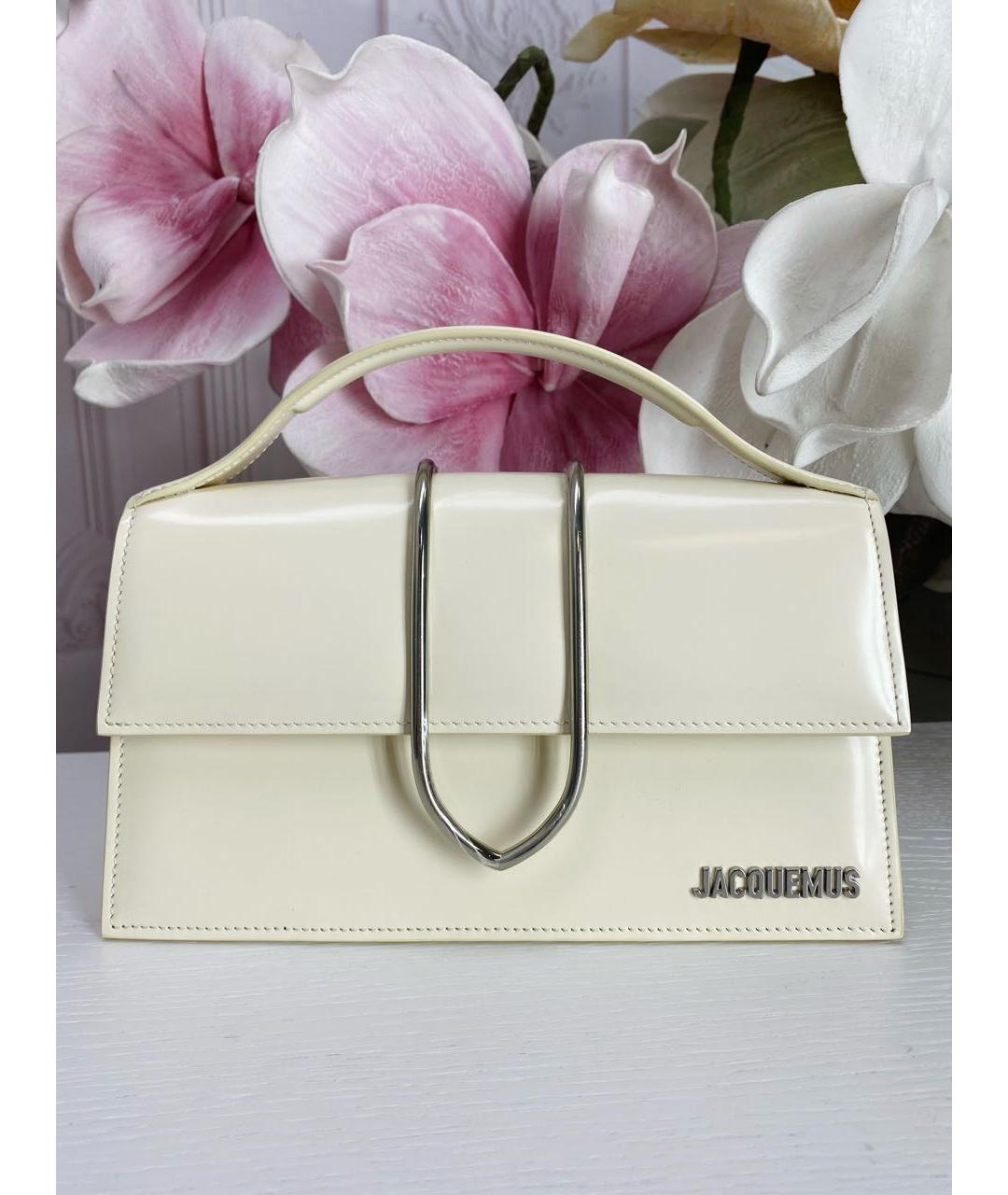 JACQUEMUS Бежевая кожаная сумка с короткими ручками, фото 9