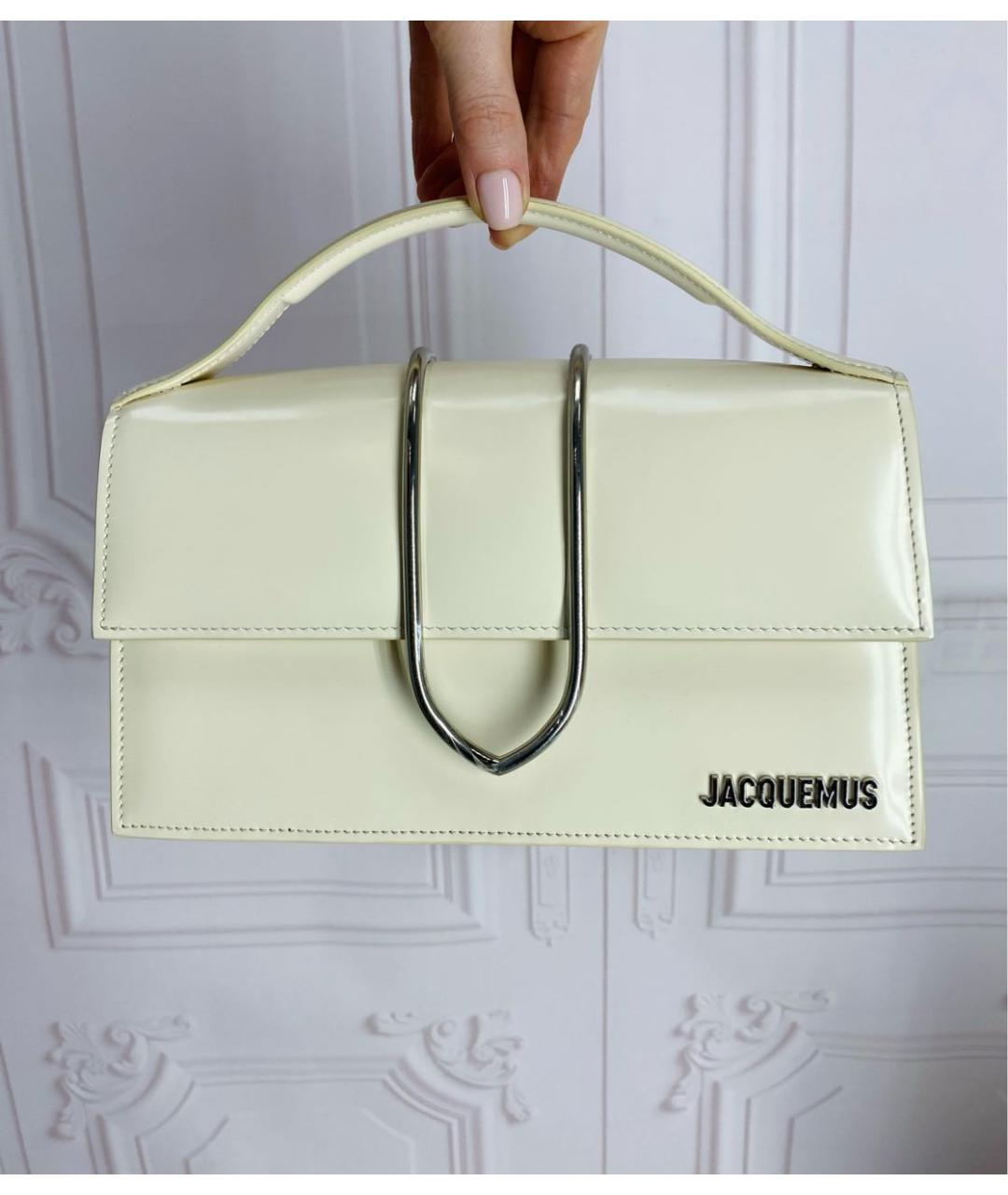 JACQUEMUS Бежевая кожаная сумка с короткими ручками, фото 2
