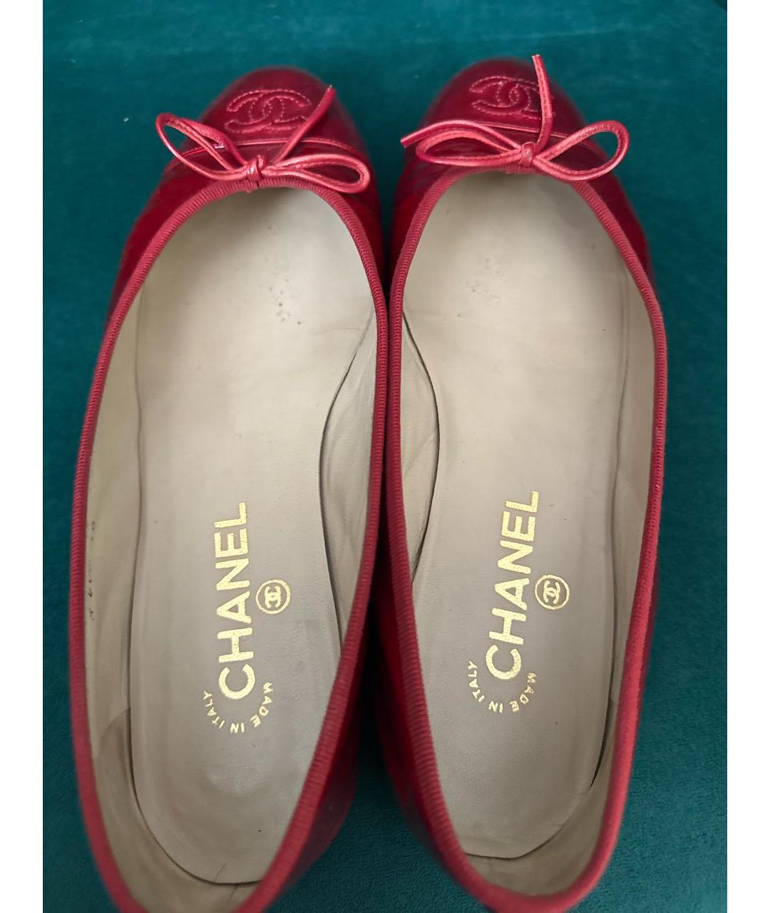 CHANEL Красные кожаные балетки, фото 6