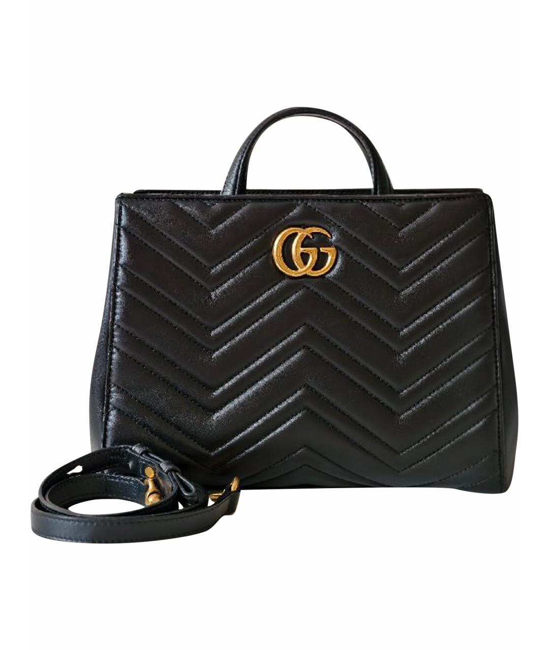 GUCCI Черная кожаная сумка тоут, фото 1