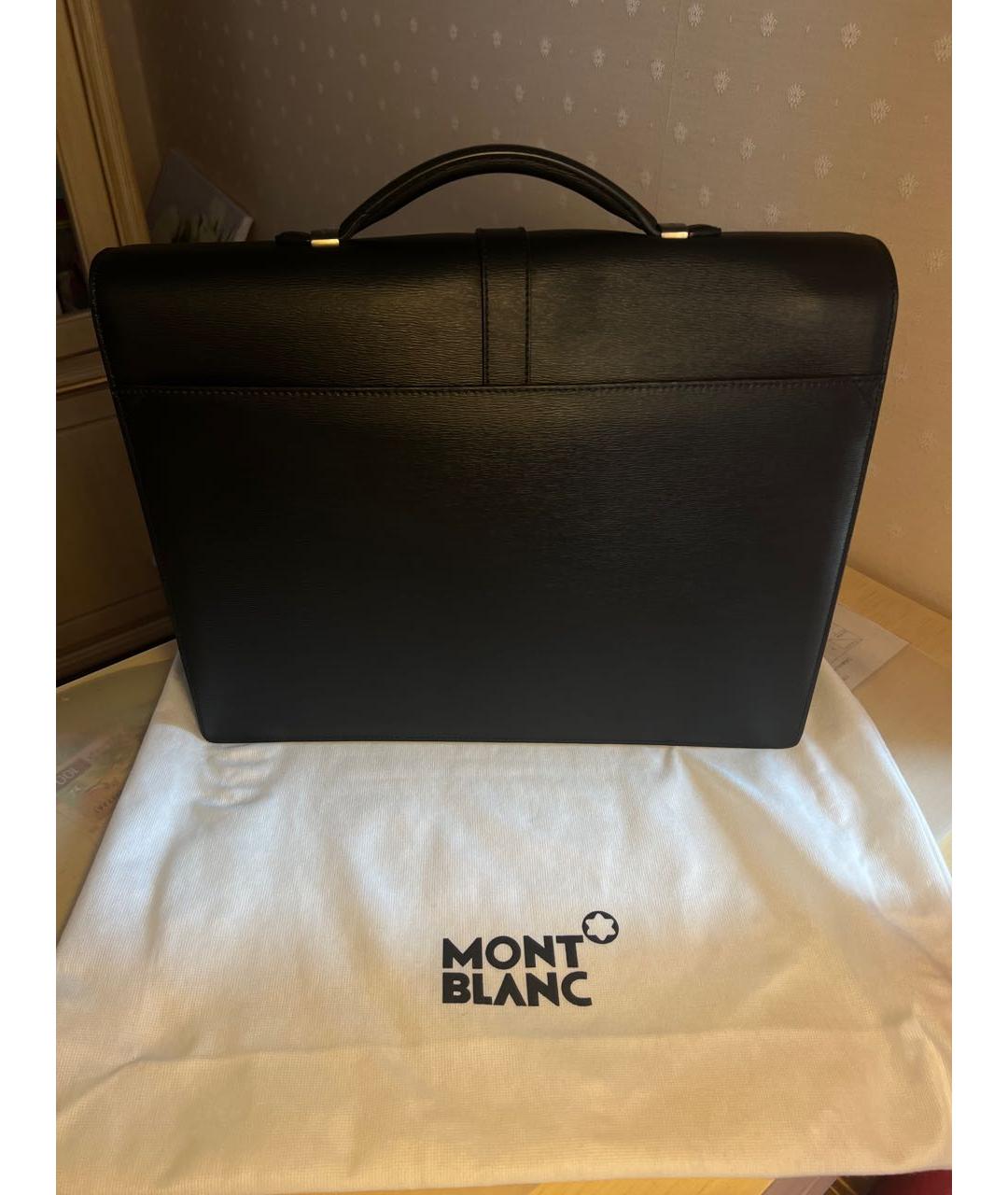MONTBLANC Черный кожаный портфель, фото 2