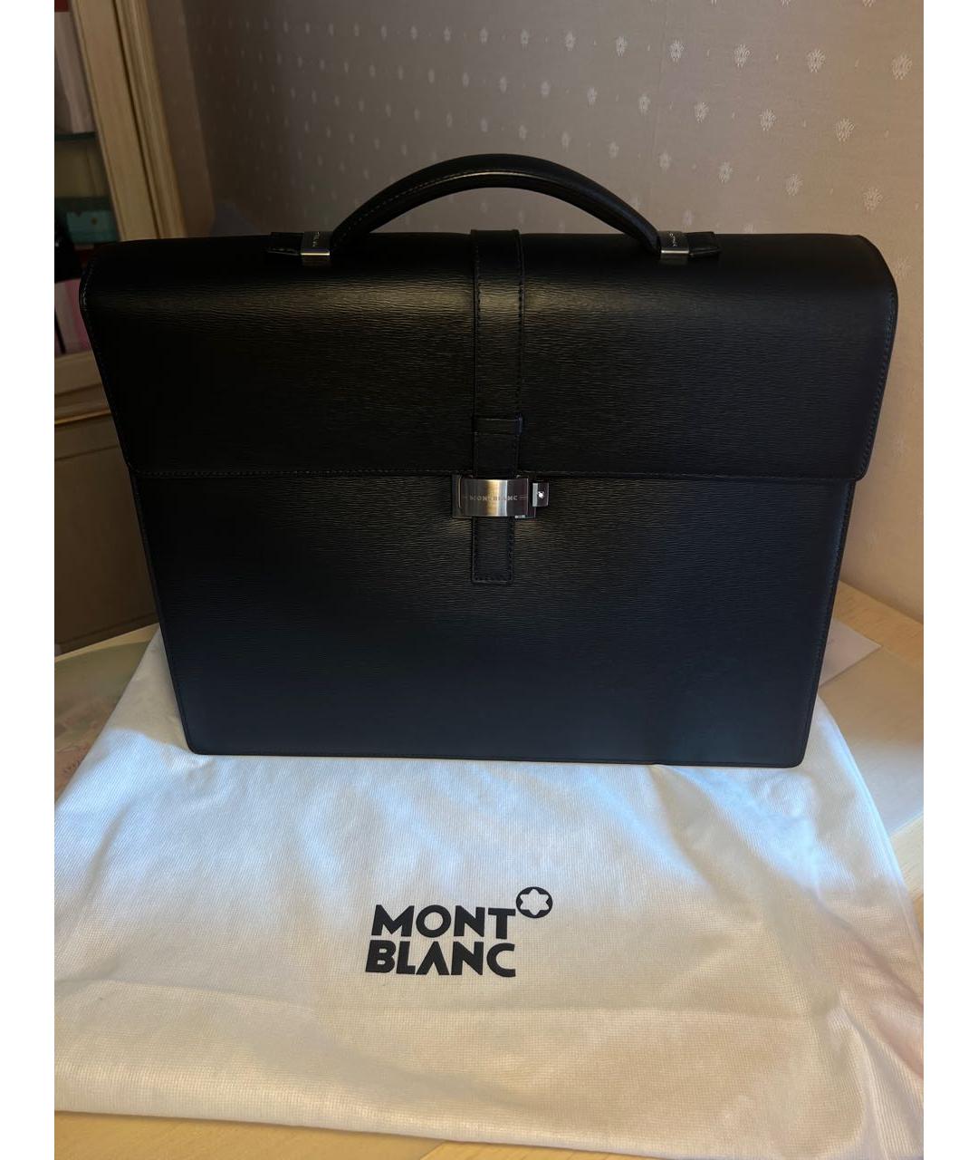 MONTBLANC Черный кожаный портфель, фото 7