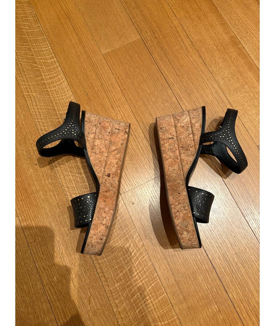 FERRAGAMO Черные кожаные босоножки, фото 3
