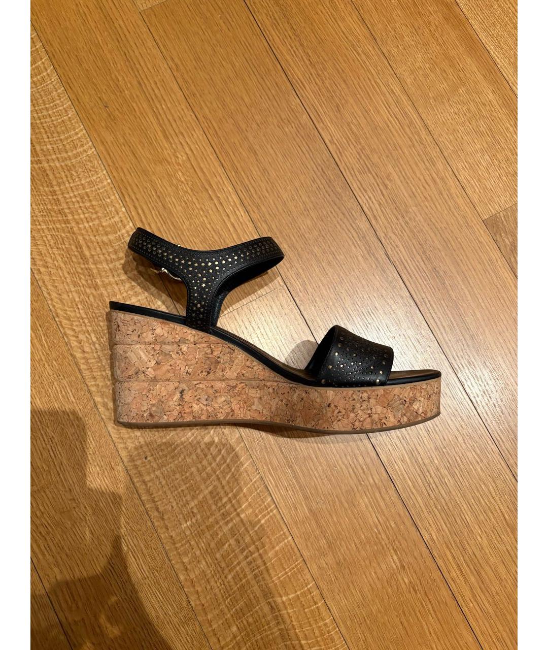 FERRAGAMO Черные кожаные босоножки, фото 8