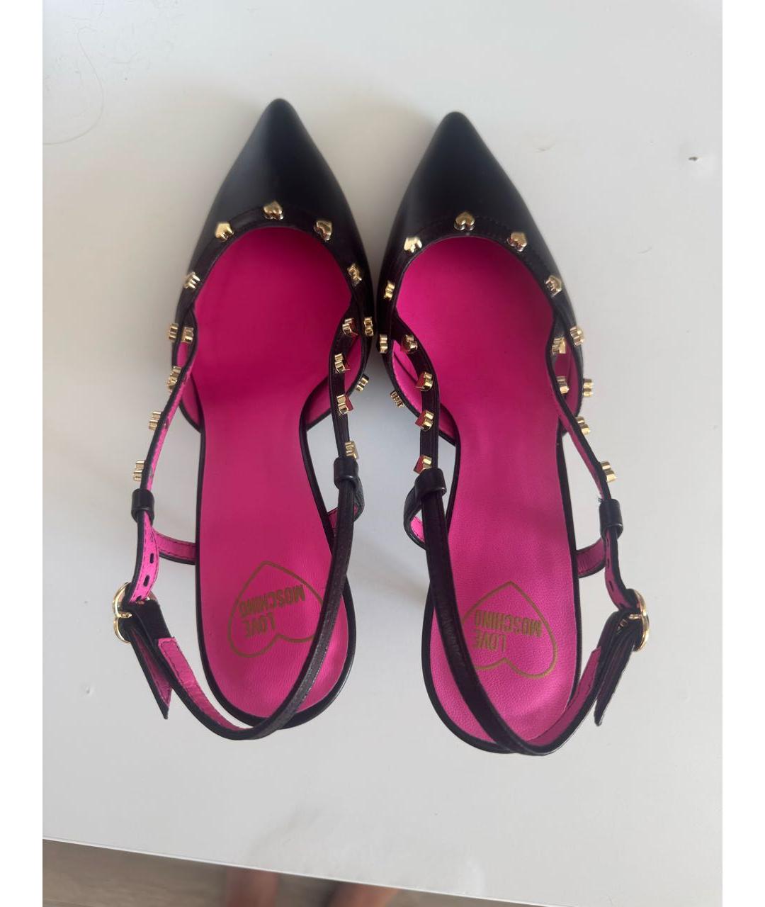 LOVE MOSCHINO Черные кожаные туфли, фото 3