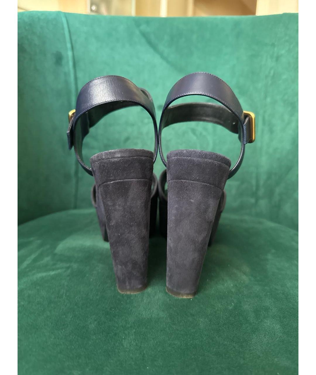 CELINE Антрацитовые замшевые босоножки, фото 4