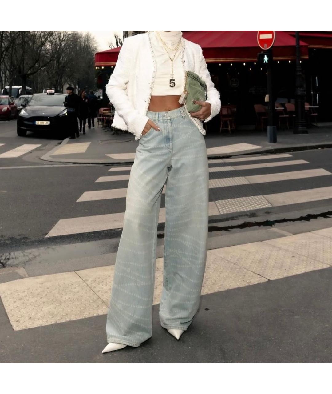 CHANEL Голубые хлопковые джинсы клеш, фото 4