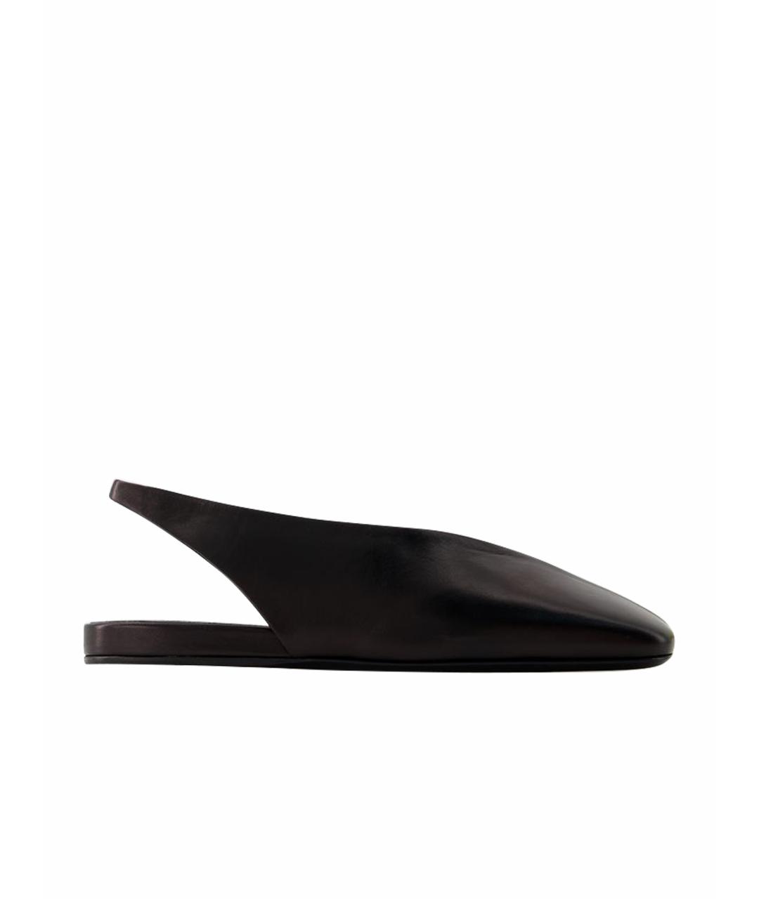 JIL SANDER Черные кожаные балетки, фото 1