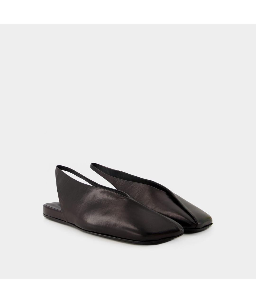 JIL SANDER Черные кожаные балетки, фото 2