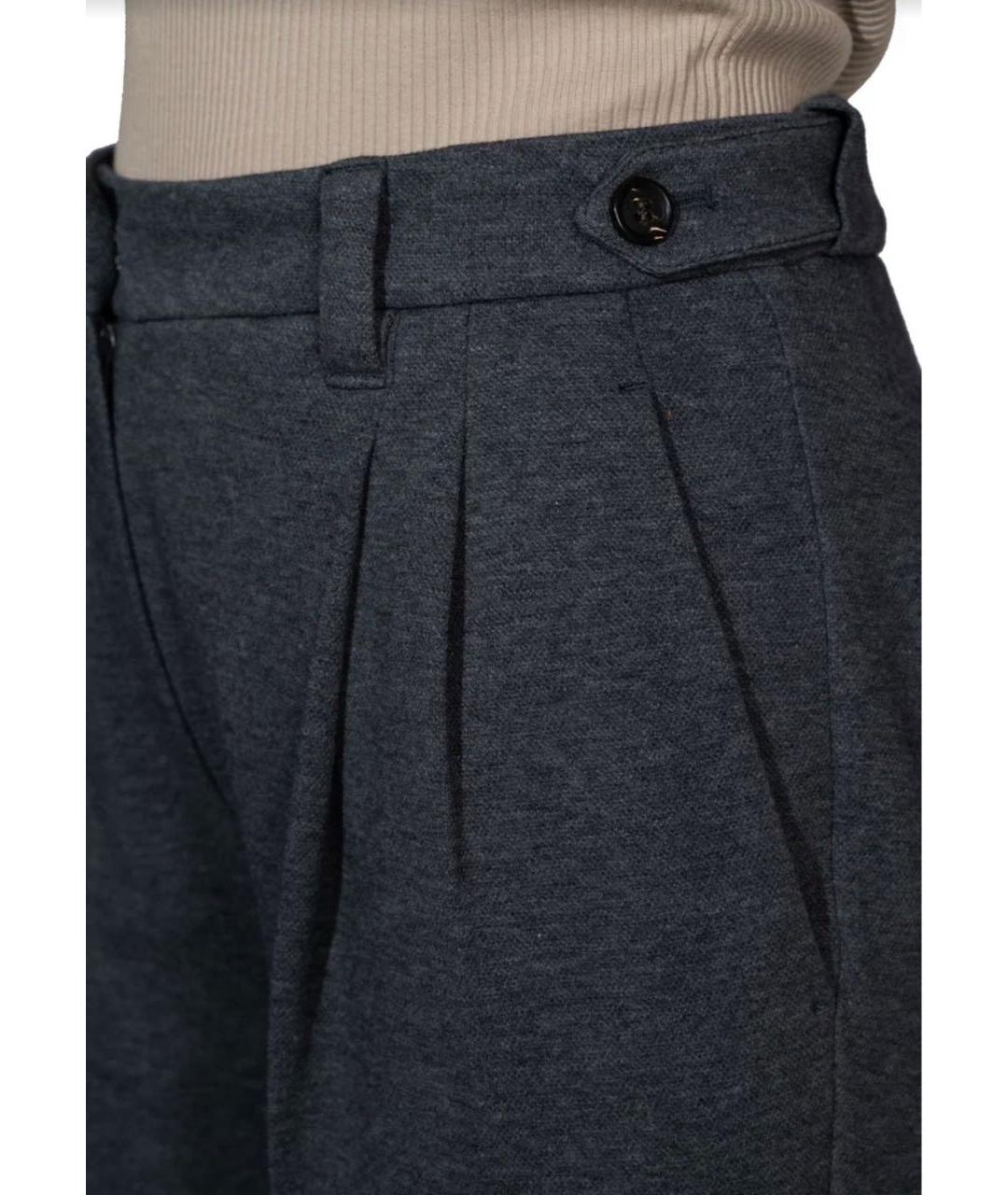 BRUNELLO CUCINELLI Серые хлопковые брюки широкие, фото 3