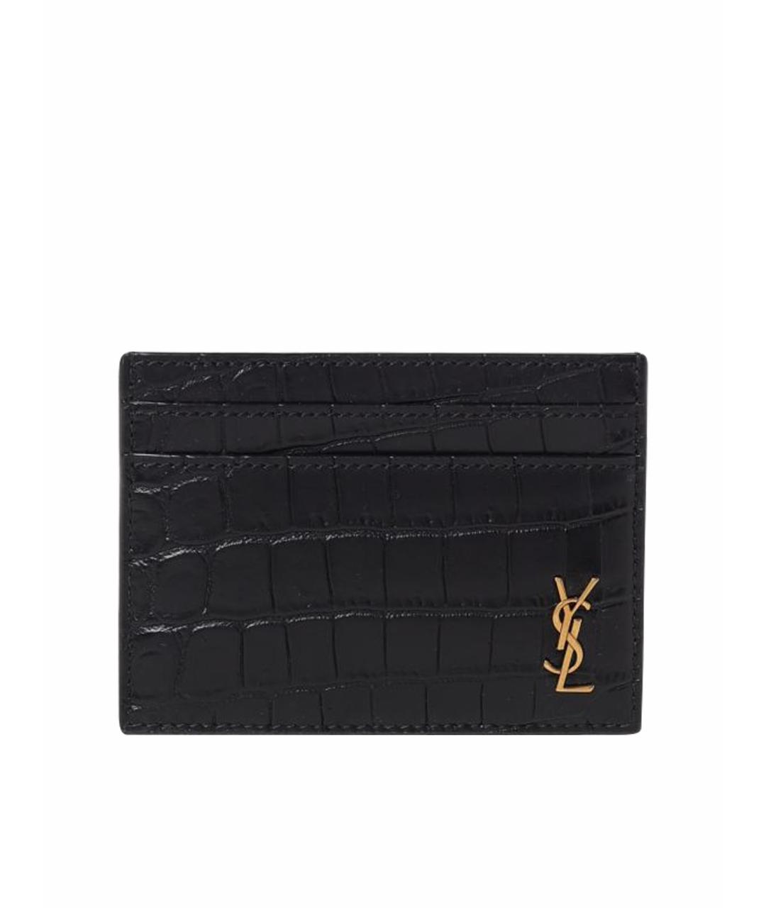 SAINT LAURENT Черный кожаный кардхолдер, фото 1