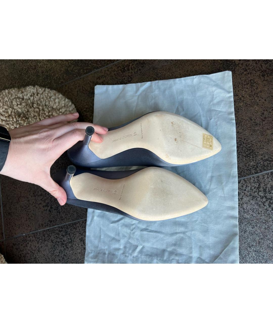 MANOLO BLAHNIK Серые текстильные туфли, фото 6
