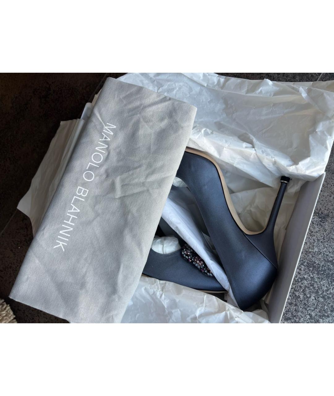 MANOLO BLAHNIK Серые текстильные туфли, фото 5