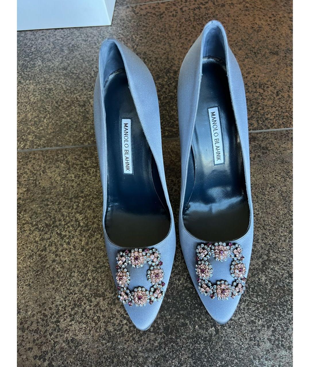 MANOLO BLAHNIK Серые текстильные туфли, фото 2