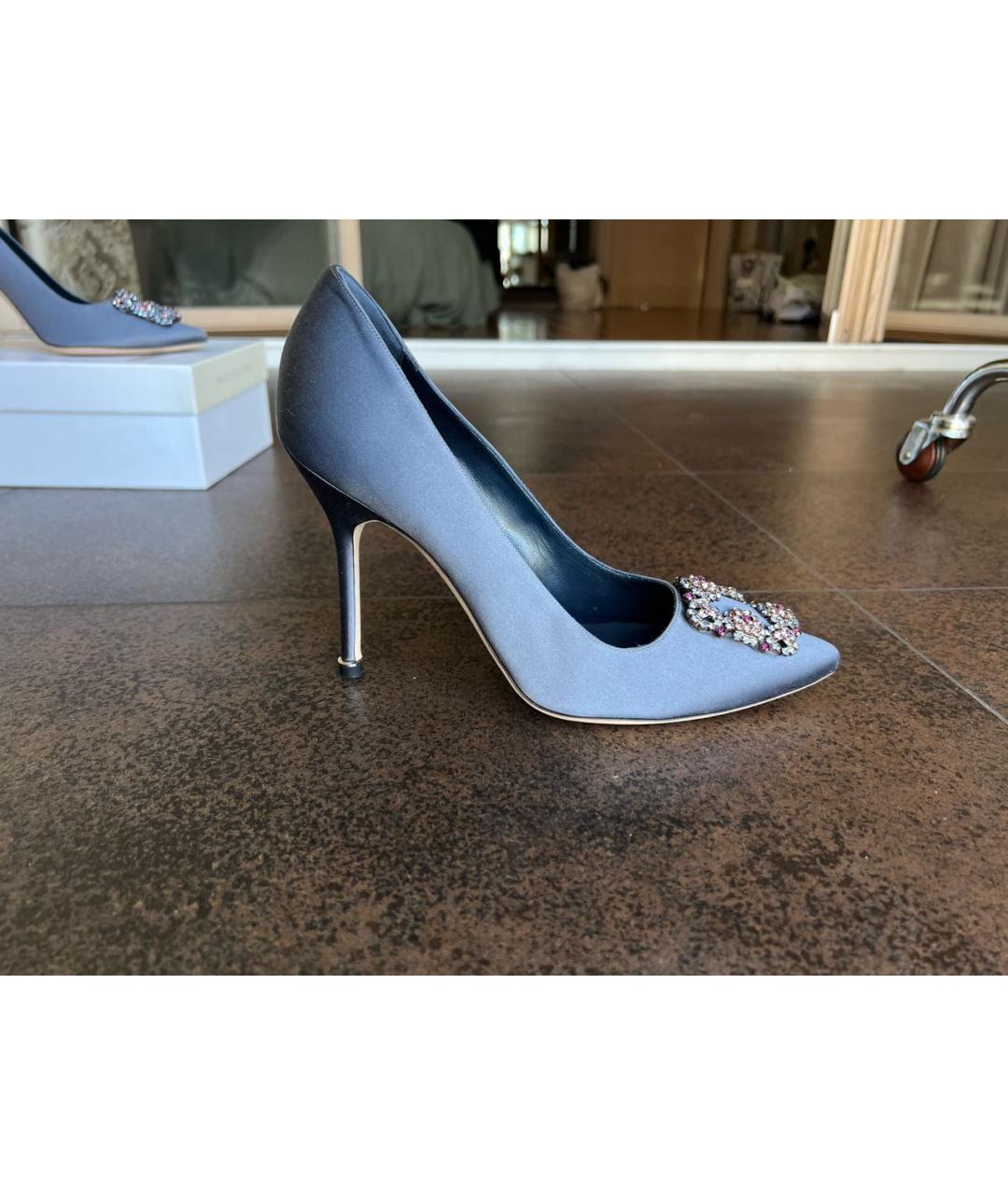 MANOLO BLAHNIK Серые текстильные туфли, фото 9