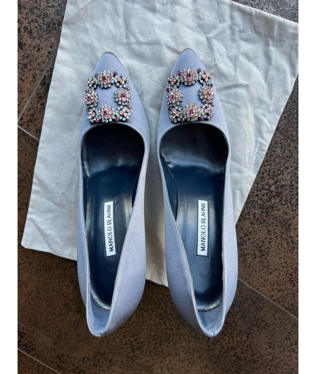 MANOLO BLAHNIK Серые текстильные туфли, фото 3