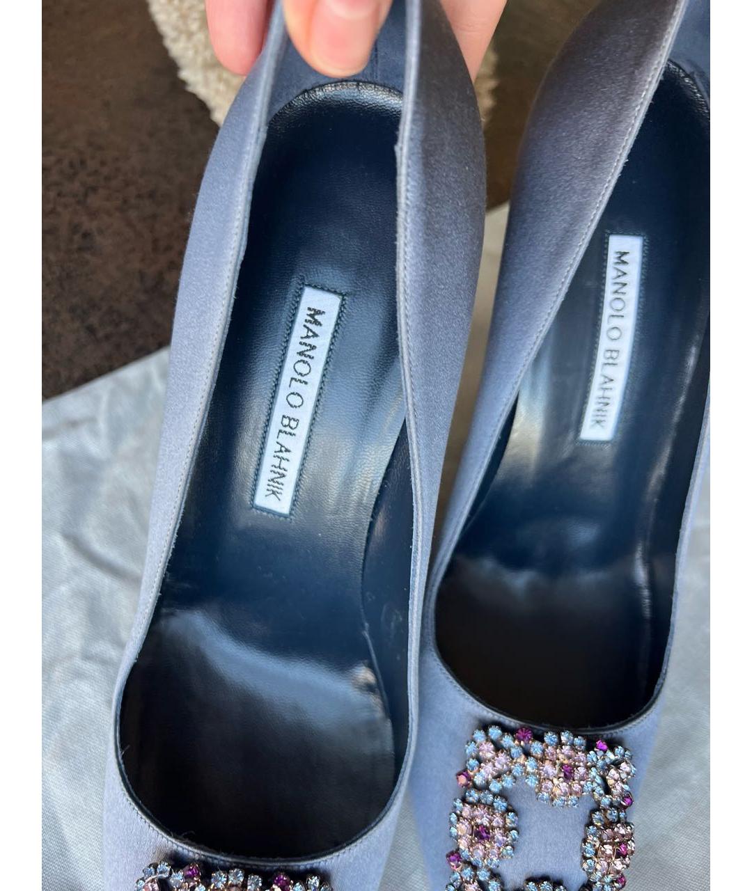 MANOLO BLAHNIK Серые текстильные туфли, фото 8