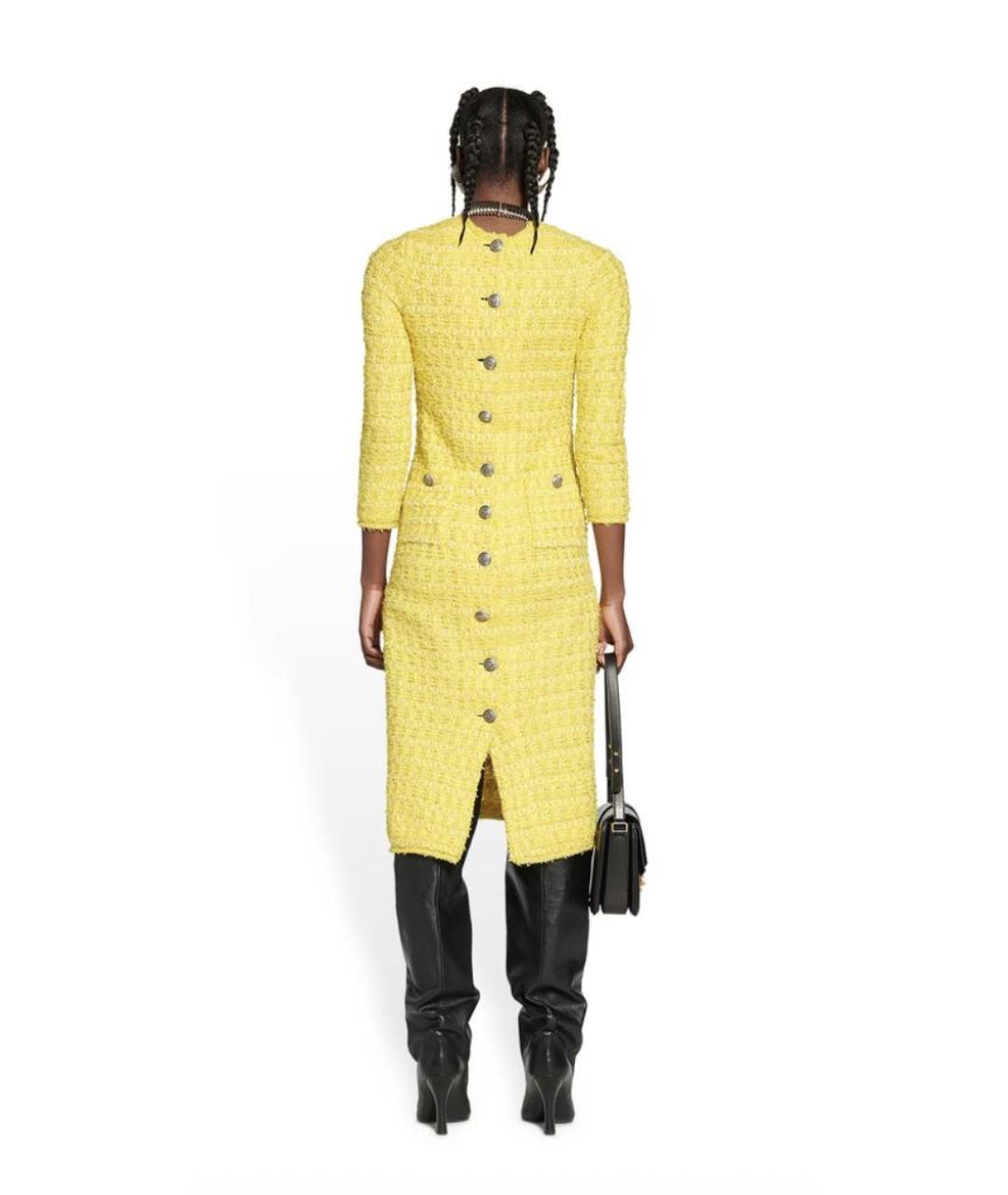 BALENCIAGA Желтое твидовое повседневное платье, фото 4