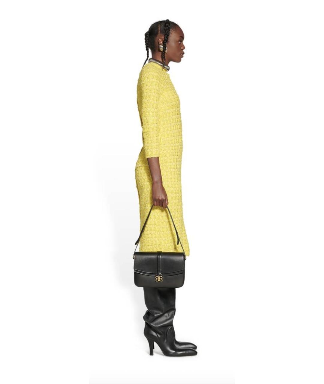 BALENCIAGA Желтое твидовое повседневное платье, фото 3