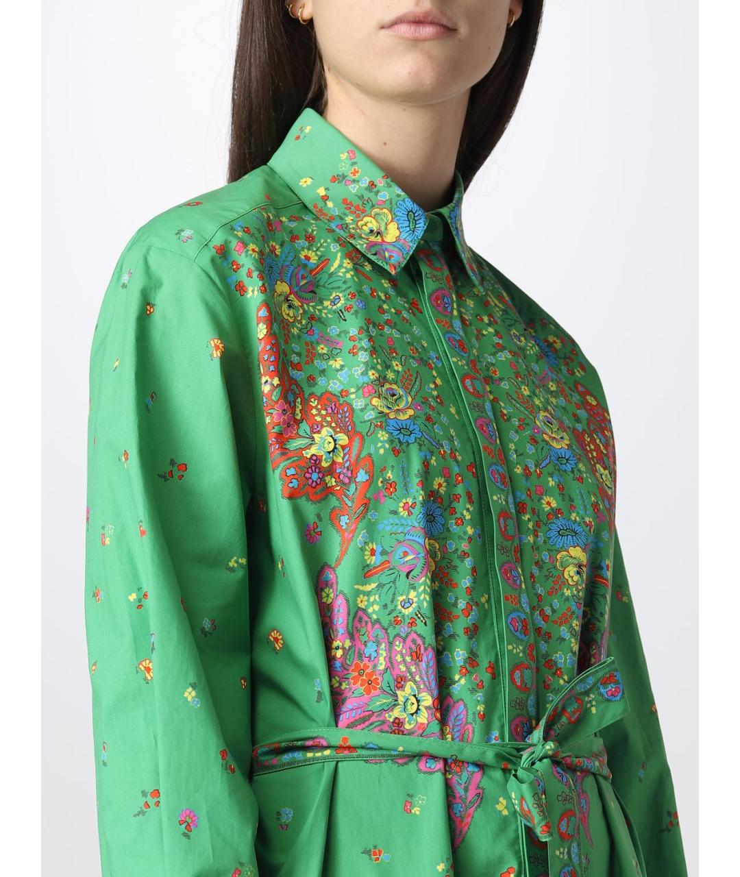 KENZO Зеленые хлопковое повседневное платье, фото 6