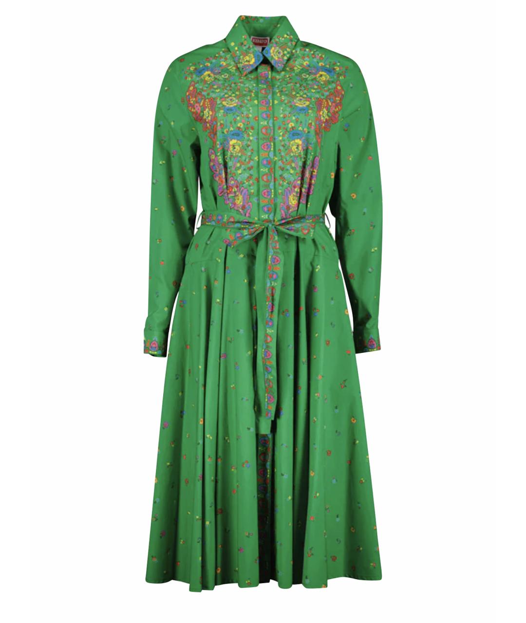 KENZO Зеленые хлопковое повседневное платье, фото 1
