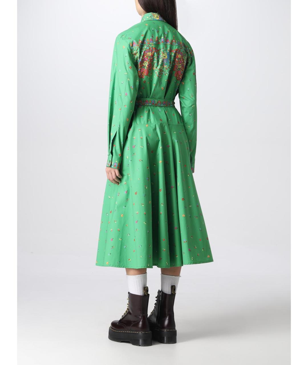 KENZO Зеленые хлопковое повседневное платье, фото 4
