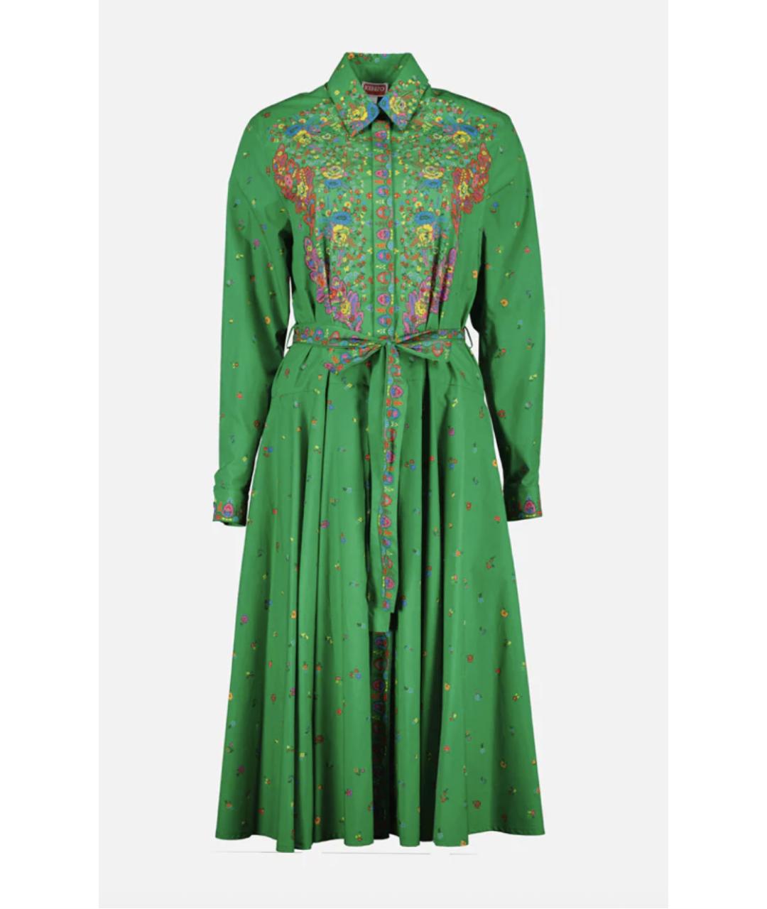 KENZO Зеленые хлопковое повседневное платье, фото 7